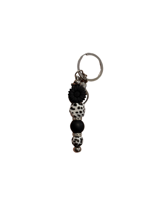 Black Daisy Keyring